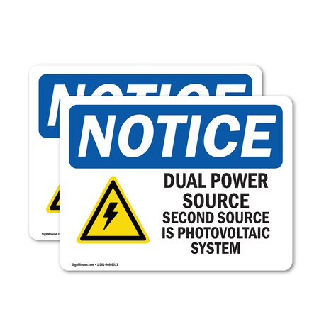 Signmission Dual Power Source Second Source Sign With Symbol, 10 in W x Rectangle, Vinyl Decal OS-2PACK-NS-D-710-L-11585
